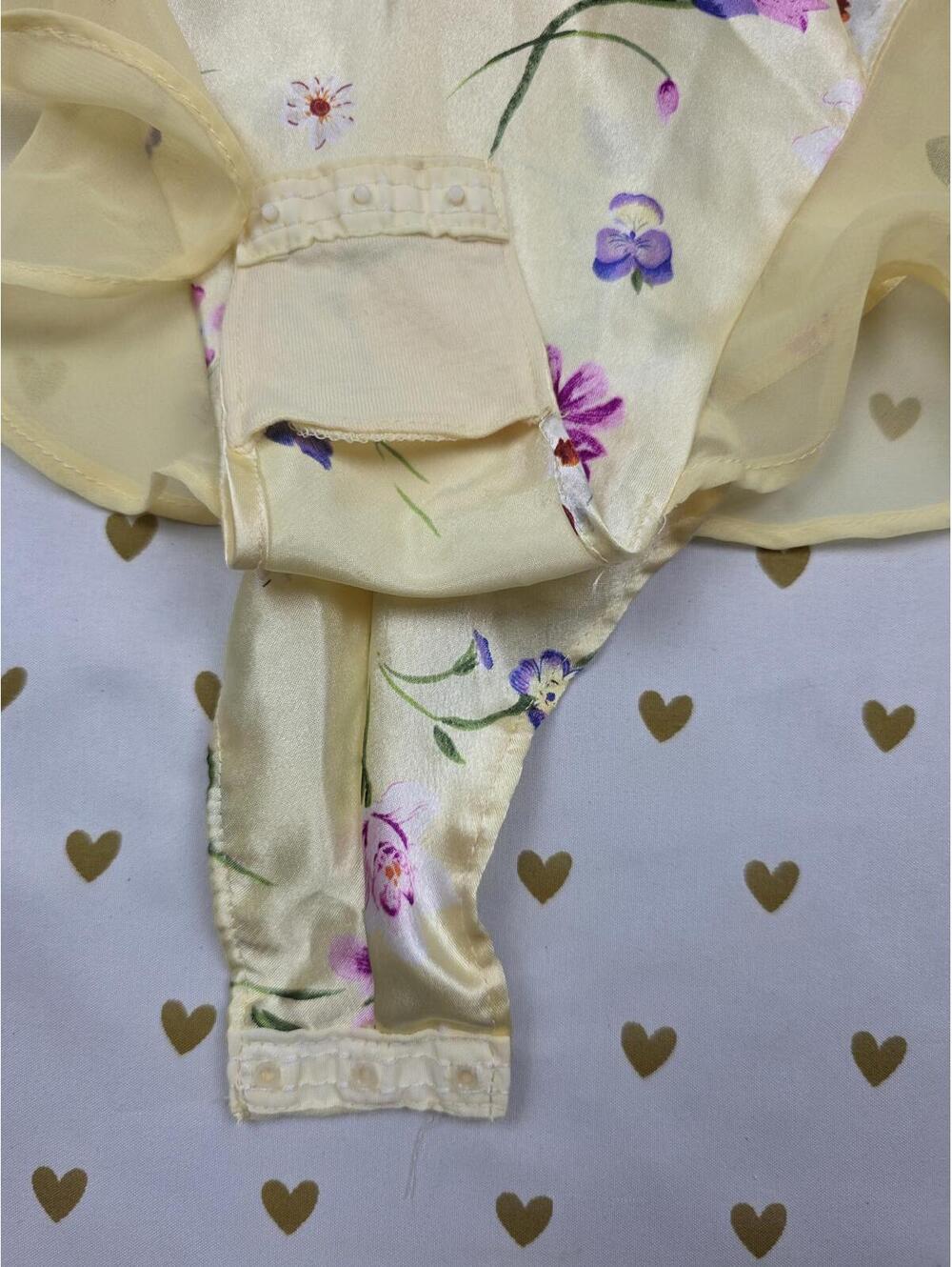 Victorias Secret Yellow Satin Flutter VINTAGE Heart Tag Teddy Floral XS - Picture 3 of 6